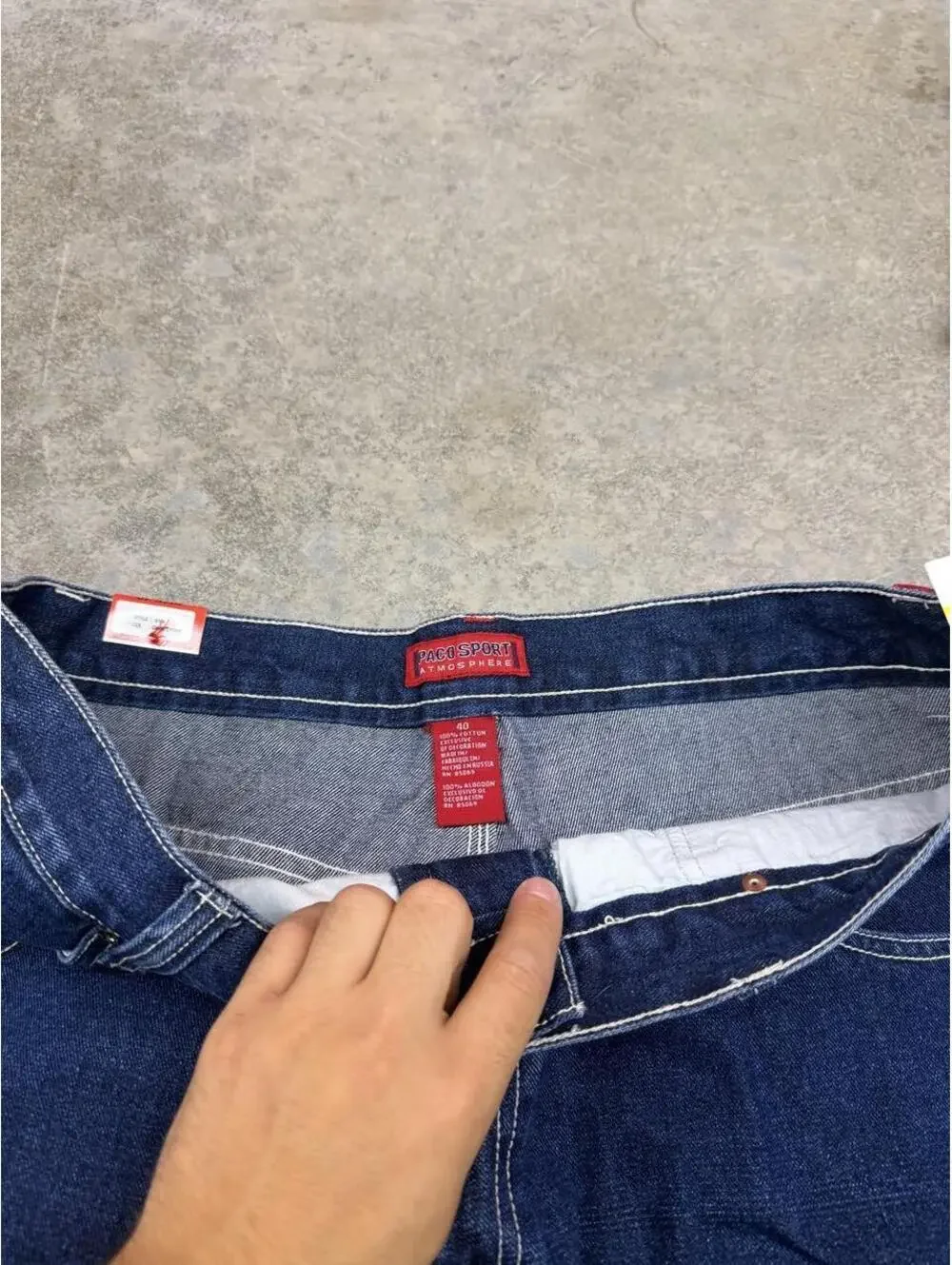vintage paco sport dark blue relaxed baggy fit carpenter jean shorts jorts 40